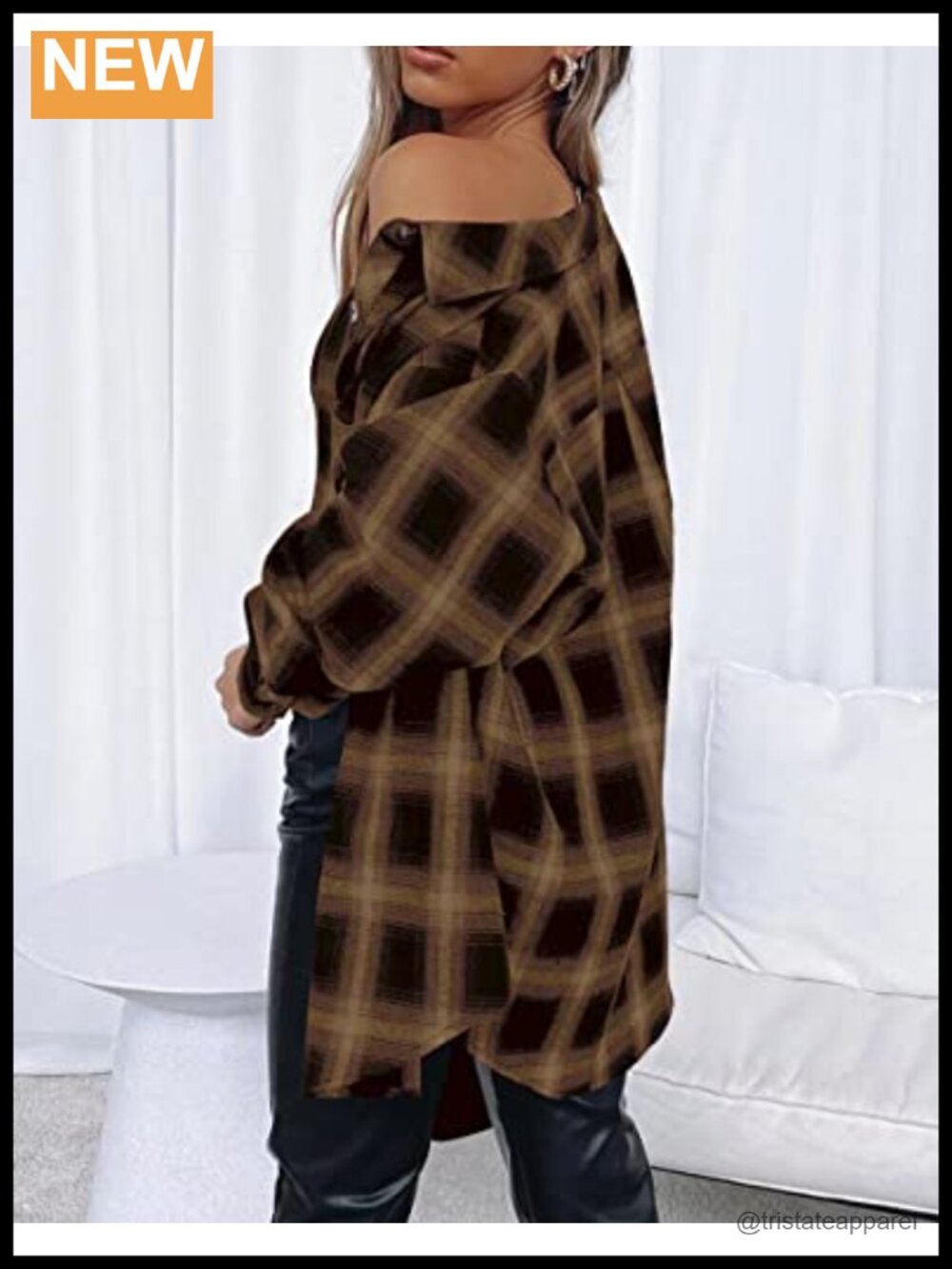 Women's Buffalo Plaid Flannel Button Down Long Sleeve Shirt - Picture 2 of 6